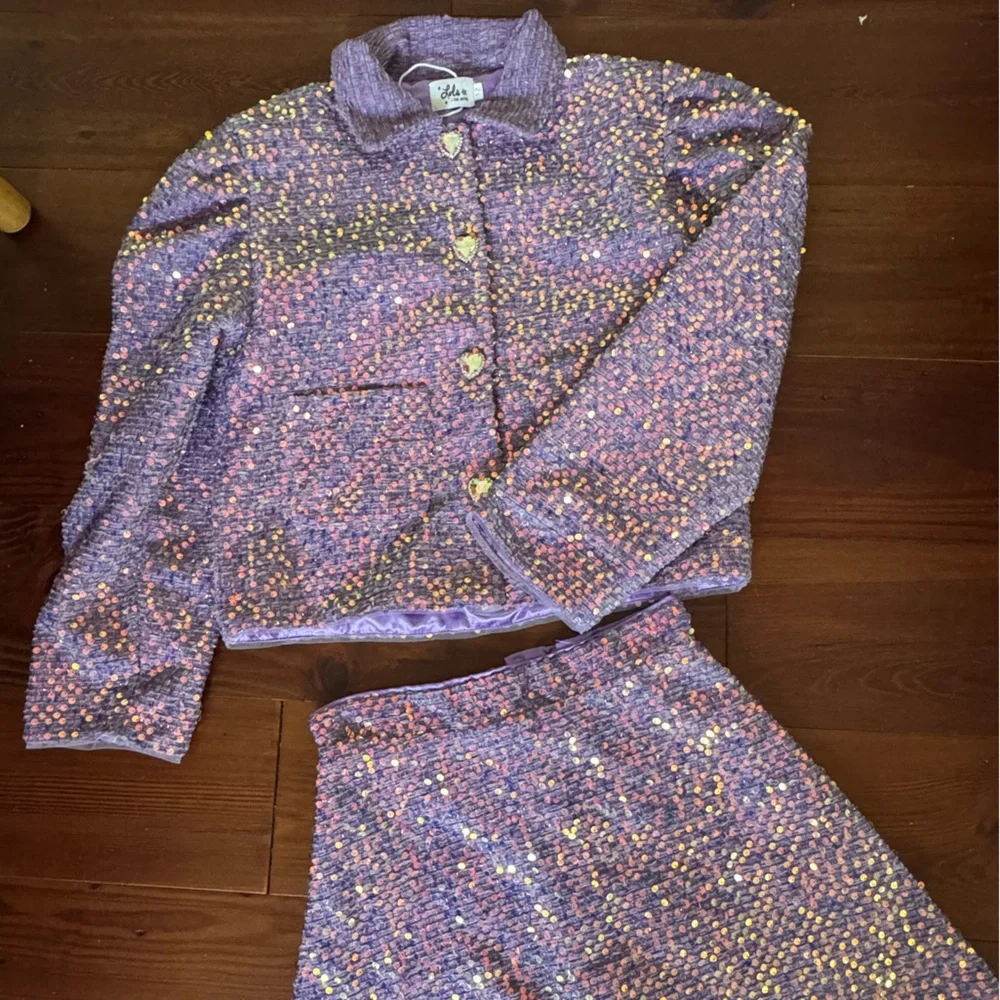 Lola + The Boys Lavender Sequin Tweed Set - Picture 4 of 5